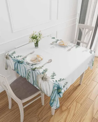 Miniatura 10 de Mantel rectangular impermeable con hojas de eucalipto de otoño, 52 x 70 pulgadas, mantel otoñal, rústico, girasol, acuarela, botánico, a prueba