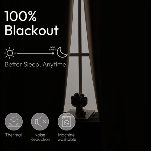Miniatura 2 de NANPIPER Cortinas 100% opacas para dormitorio, juego de 2 paneles de 54 pulgadas de largo, cortinas de tratamiento de ventanas con aislamiento