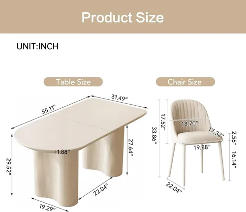 Miniatura 2 de Miuuod Mesa de comedor que ahorra espacio para apartamentos pequeños para 4-6 personas, muebles resistentes de mediados de siglo