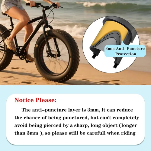 Miniatura 3 de Paquete de 2 neumáticos de bicicleta eléctrica de 20 pulgadas/26 x 4.0 pulgadas, antipinchazos, con o sin tubos interiores, neumáticos de triciclo