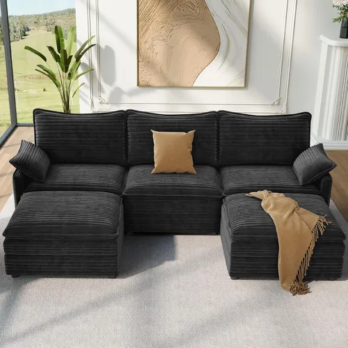 Miniatura 30 de Vesgantti Sofá modular de 108 pulgadas, cómodo sofá de nube con asiento profundo otomano movible, sofá modular en forma de L, sofás seccionales