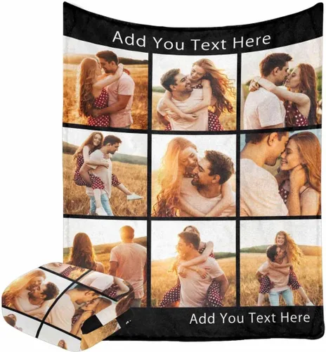 Miniatura 36 de Manta personalizada con fotos, manta personalizada con retrato familiar para padres, niños, perros y familia, manta personalizada para un día