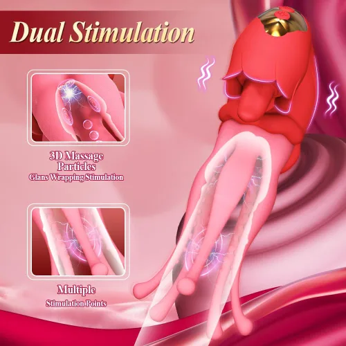 Miniatura 4 de Juguetes sexuales vibrador de punto G consolador lengua juguetes adultos rosa juguete sexual vibrador de 3 en 1 con empuje estimulador de pezón