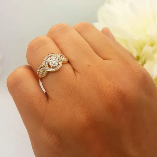 Miniatura 5 de Dazzlingrock Collection Anillo de compromiso de oro de 10 quilates con diamantes redondos de 0,40 quilates (quilates)