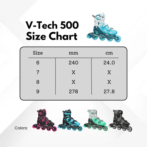 Miniatura 6 de Roller Derby V-Tech 500 Adjustable Performance Inline Skates for Men, Women, Kids, Teens