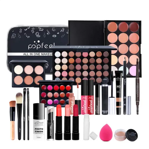Juego de regalo de maquillaje todo en uno de 24 unidades | Kit para mujer completo esencial cosmético paquete básico incluye paleta de sombra de