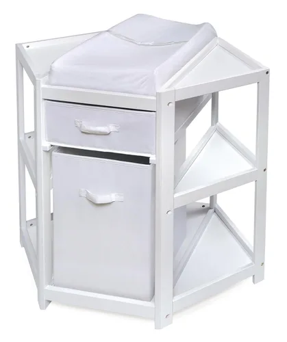 Miniatura 9 de Badger Basket Cambiador de pañales de esquina con cesta de lavandería, contenedor de almacenamiento y almohadilla contorneada para bebé - gris