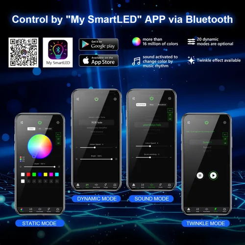 Miniatura 4 de Kit de proyección de luces de estrellas en el techo, de fibra óptica con Bluetooth de 16 W, control remoto/App LED RGBW
