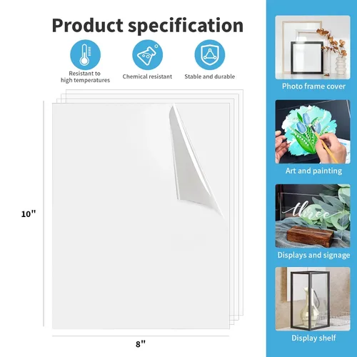 Miniatura 6 de Art3d Paquete de 10 hojas de PET y plexiglás de 12 x 12 pulgadas, paneles de plástico flexible transparente para manualidades, marcos de fotos