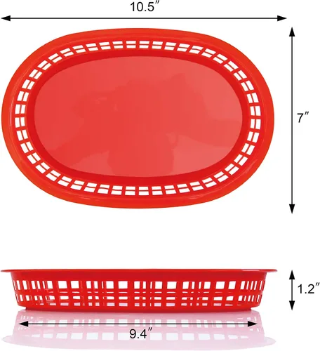 Miniatura 4 de New Star Foodservice 44065 - Cestas de comida rápida, 10.5 x 7 pulgadas, juego de 12, color rojo