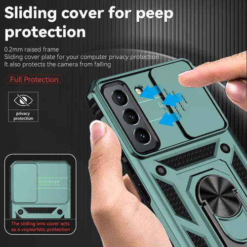 Miniatura 4 de Funda para Samsung Galaxy S22 con cubierta para lente de cámara y protector de pantalla, doble capa de grado militar probada contra caídas, soporte