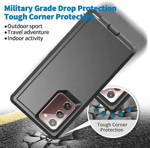 Miniatura 6 de Funda Anloes para Samsung Galaxy Note 20 5G, funda para teléfono resistente, a prueba de golpes y polvo, 3 en 1 con protector de goma