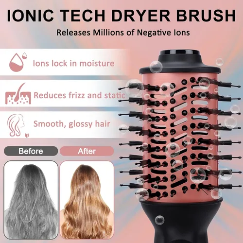 Miniatura 6 de Cepillo secador de pelo de viaje, mini secadora de doble voltaje (100-240 V), viajes internacionales europeos, 3 ajustes ajustables, peine y seca