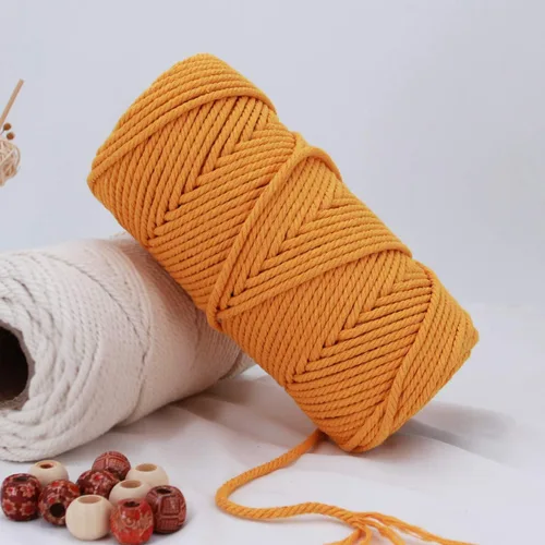 Miniatura 43 de Cordón de macramé de 1/64 pulgadas (0.157 in) de color rosa claro, hilo de algodón natural para tejer a mano a mano, 4 hebras para colgar