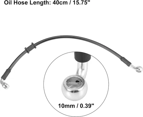 Miniatura 3 de Motoforti Universal 40 cm 15.75" Manguera de Aceite para Freno y Embrague de Motocicleta, Tubo de Línea Hidráulica Reforzada, Acero Inoxidable Negro