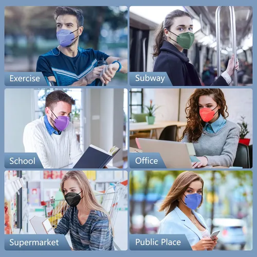 Miniatura 7 de 60 Paquetes Mascarillas Faciales KN95, Envueltas Individualmente Protección de 5 Capas Copa Mascarilla Facial contra Polvo, Mascarilla de Protección