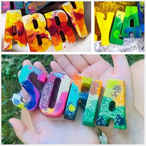 Miniatura 5 de Molde de silicona con 26 letras grandes, molde para crayón del alfabeto, molde de chocolate, bandeja para cubitos de hielo para galletas con 12