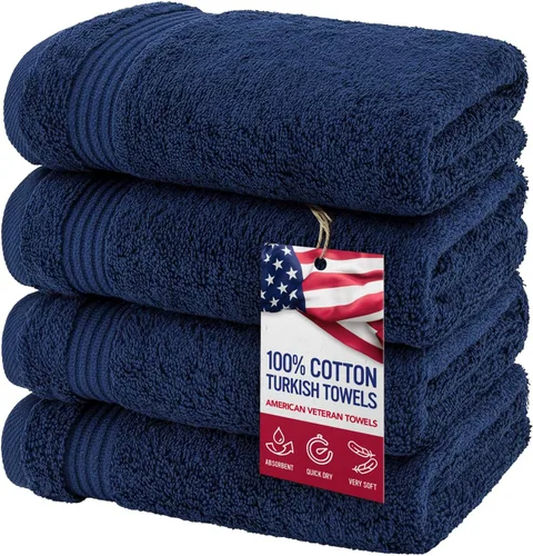 Toalla American Veteran, Juego de Toallas de Mano para Baño de 4, 100% Conjunto de Toallas de Mano Turcas de Algodón, Toallas de Mano Suave para la