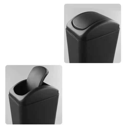 Miniatura 5 de Hespama Bote de basura delgado, 14L, color negro, con tapa basculante, cubo de basura para espacio estrecho