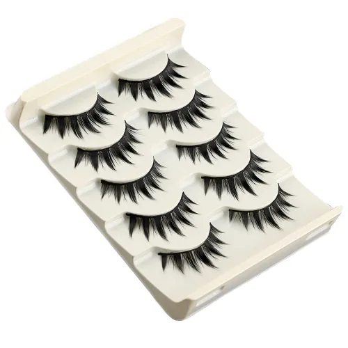 Miniatura 16 de 10 pares de pestañas postizas manga de aspecto natural, racimos ondulados, estilo puntiagudo de 0.630 pulgadas, pestañas japonesas de anime cosplay
