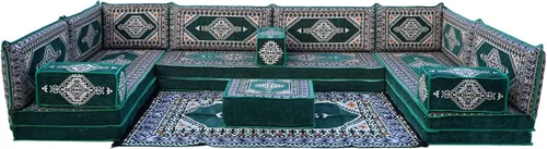Miniatura 7 de arabicsofa Cojines de piso árabe en forma de U – Sofá tradicional Majlis con sofá otomano