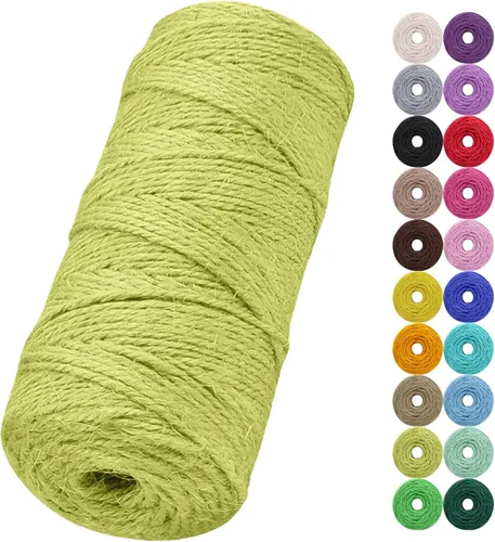 Miniatura 37 de Cuerda de yute natural de 0.079 pulgadas y 328 pies para manualidades, cuerda de yute de colores de 3 capas para envoltura de regalos, jardinería