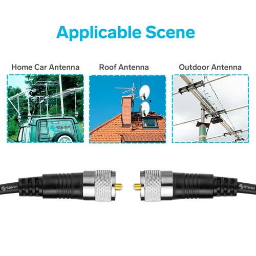 Miniatura 5 de STEREN Cable coaxial RG8X de 12 pies, cable coaxial CB con conectores UHF PL259, macho a macho de baja pérdida de 50 ohmios para radio HAM, LMR400