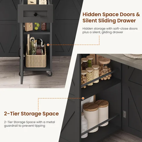 Miniatura 8 de Jocoevol Mesa de comedor plegable ahorradora de espacio para 4, mesa de comedor plegable estilo granja con cajón y estante de almacenamiento de 2