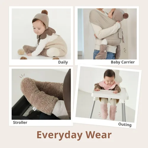 Miniatura 7 de Konny Botines de invierno de forro polar mullidos y acogedores para bebés (beige), regalos de Año Nuevo, calentadores de pies para bebés recién