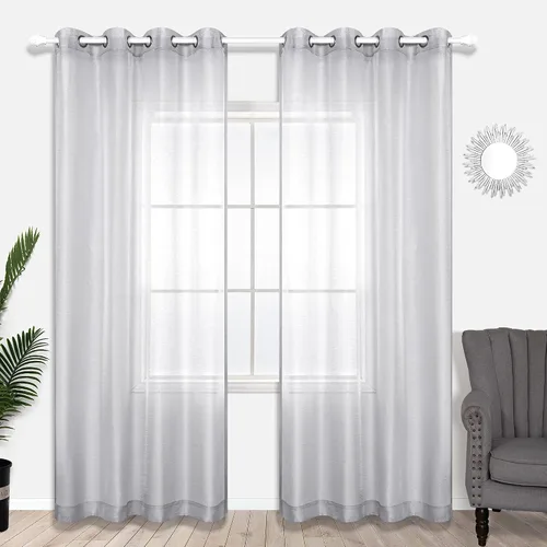 Miniatura 66 de KOUFALL Cortinas traslúcidas de 120 pulgadas de 2 paneles con ojales, juego extra largo de 10 pies de largo, cortinas altas para ventana grande, 52