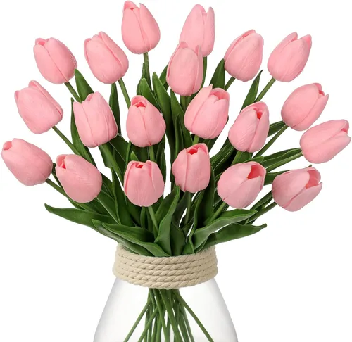 Miniatura 17 de 20 tulipanes artificiales mixcolor de tacto real, flores falsas para el día de la madre, 13.5 pulgadas, tulipanes sintéticos, flores artificiales a
