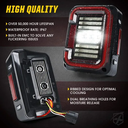 Miniatura 5 de Xprite Luces traseras LED compatibles con Jeep JK JKU Sport/Sahara/Rubicon 2007-2018 - Aprobado por DOT, lente transparente en forma de C, correr