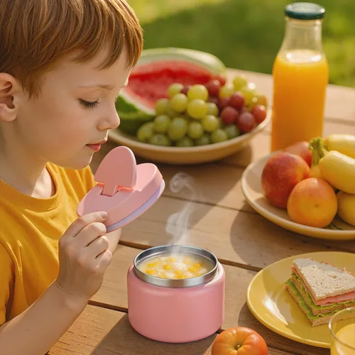 Miniatura 7 de Termo de sopa de 14.5 onzas para comida caliente para niños, tarro de comida aislado al vacío, termo de sopa sin torsiones para comida caliente, Rosa