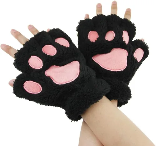 Guantes de garra para disfraz de Halloween, medio dedo, lobo, oso, gato, guantes, guantes de piel sintética para mascarada, cosplay, utilería de mano