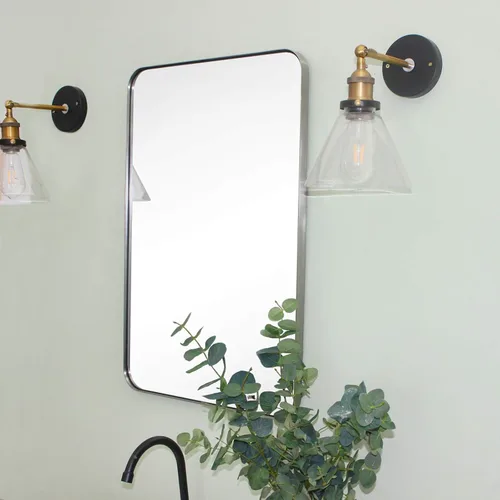 Miniatura 3 de GRACTO Espejo de baño con marco de metal de acero inoxidable de níquel cepillado de 20 x 30 pulgadas para montar en la pared, espejo rectangular