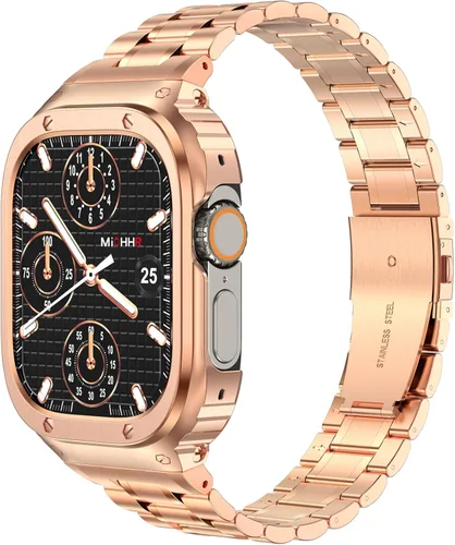 Miniatura 19 de MioHHR - Correa de acero inoxidable para reloj con estuche compatible con Apple Watch Series 6 5 4 SE3/2/1 (44 mm) Series 3/2/1 (42 mm), correa
