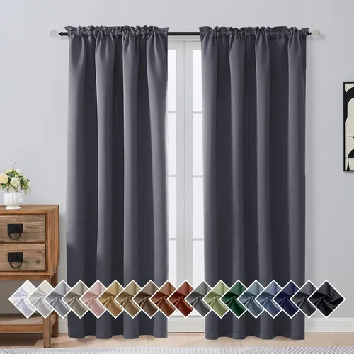 Miniatura 144 de OVZME Cortinas opacas turquesa para tratamiento de ventanas pequeñas, cortinas cortas con bloqueo de luz para ventana de cocina sobre el fregadero