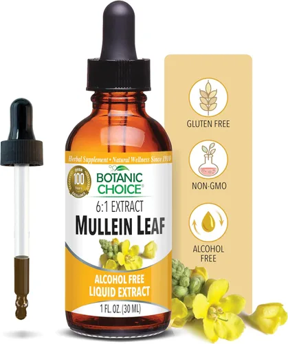 Botanic Choice Extracto líquido de hoja de gordolobo, sin alcohol, sin gluten, soporte respiratorio tradicional, 1 onza líquida.