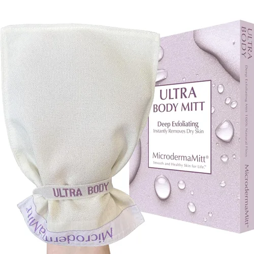 MicrodermaMitt - Guante exfoliante corporal natural, elimina la piel muerta e impurezas