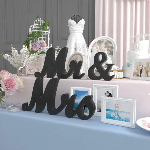 Miniatura 7 de VIOPVERY Letrero de Mr and Mrs y Just Married, letreros de Mr & Mrs para mesa de boda, letras grandes de madera para mesa de amor, accesorios