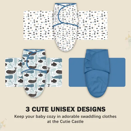 Miniatura 6 de Cute Castle 3 paquetes de sacos de dormir para bebé - Saco de dormir para recién nacido - Manta para envolver ergonómica para bebé para niños y Azul
