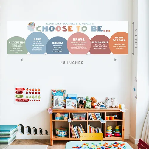 Miniatura 4 de Andaz Press Cartel grande de 13 x 48 pulgadas para aula con texto en inglés «Kindness Growth Mindset» para profesores, tablón de anuncios, Carteles