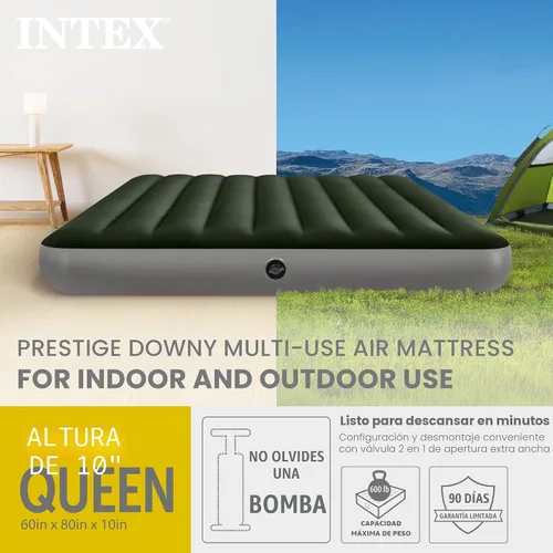 Miniatura 2 de Intex Colchón de aire 64109E Dura-Beam Standard Prestige: Fiber-Tech - Tamaño Queen - Altura de la cama de 10 pulgadas - Capacidad de peso de 600
