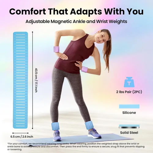 Miniatura 3 de Pesas magnéticas ocultas ajustables para tobillo y muñeca, diseño de silicona transpirable e impermeable para mujeres y hombres, ideal para fitness
