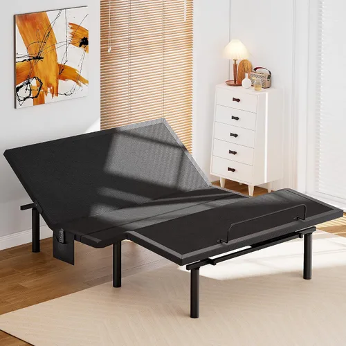 Miniatura 11 de AMADA HOMEFURNISHING Base de cama ajustable con masaje, base de cama ajustable individual XL controlada por aplicación con 4 puertos USB y luz LED