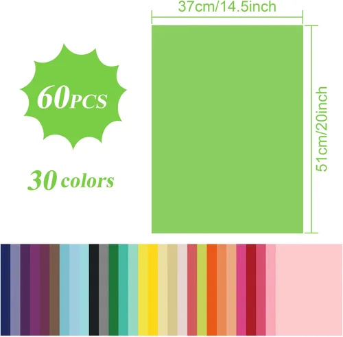Miniatura 2 de Morcheiong 60 hojas de papel de seda en 30 colores, papel de seda arcoíris, envoltura de regalo a granel para manualidades, manualidades, fiesta