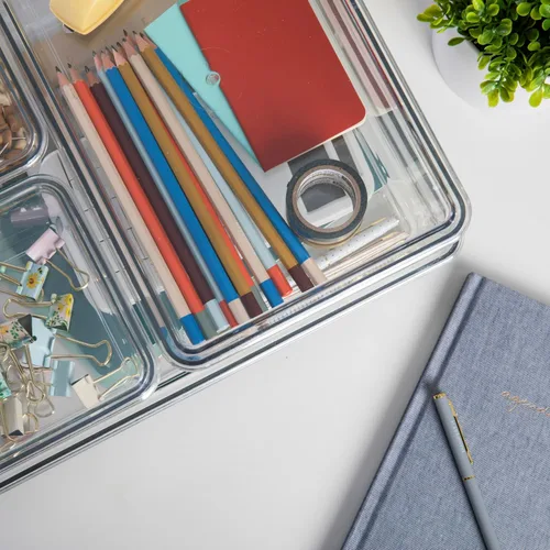 Miniatura 6 de Martha Stewart Brody - Contenedores organizadores de plástico con tapas para oficina en casa, cocina o baño, paquete de 4, 2 pequeños/1 mediano, 1