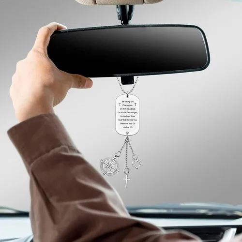 Miniatura 3 de Accesorios cristianos para colgar en el espejo retrovisor, regalo religioso inspirador para el espejo del automóvil, versículo de la Biblia, oración