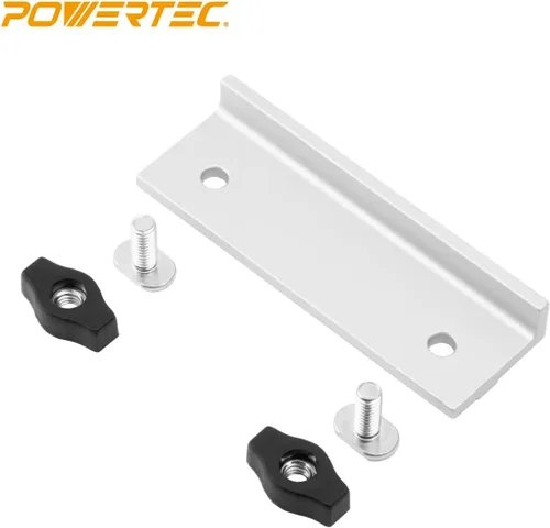 Miniatura 3 de POWERTEC 71696 Kit universal de tope largo de 4-59/64 pulgadas, bloque de tope de riel en T para carpintería de riel en T, lijado y enrutamiento