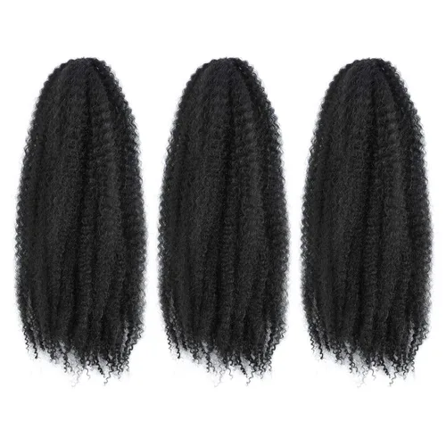 Dansama Cabello Marley, 24 pulgadas, cabello trenzado Marley Twist, extensiones de cabello rizado rizado (24 pulgadas (paquete de 3), #1)